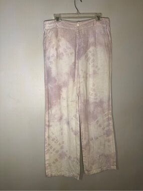 Jones New York Hand Tie-dyed Pale Pink/pale lavender Linen Pants